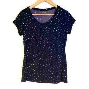 Worthington Black Matte Jersey Top M Womens Career Blouse White Color Flecks